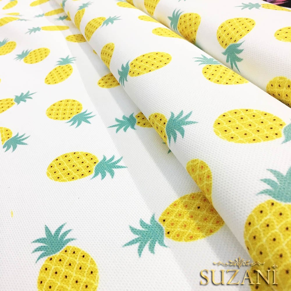 Sarı Küçük Ananas Desenli Kumaş