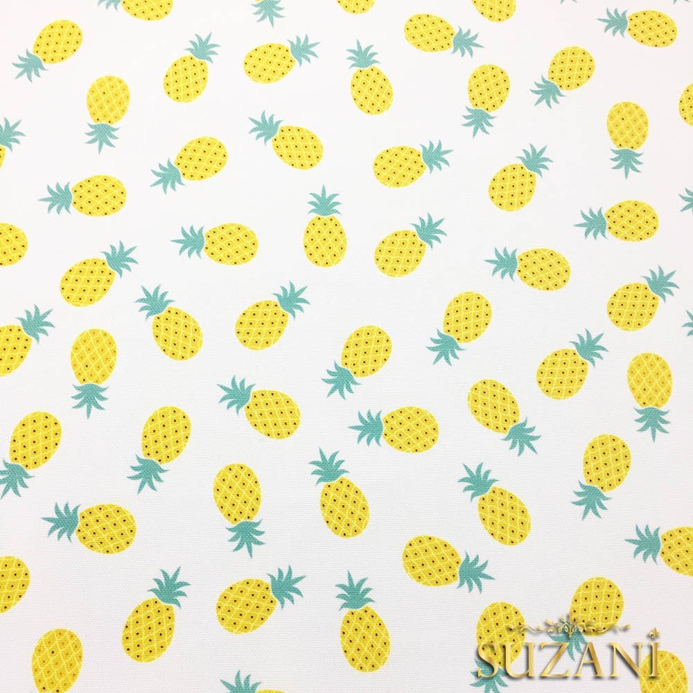 Sarı Küçük Ananas Desenli Kumaş