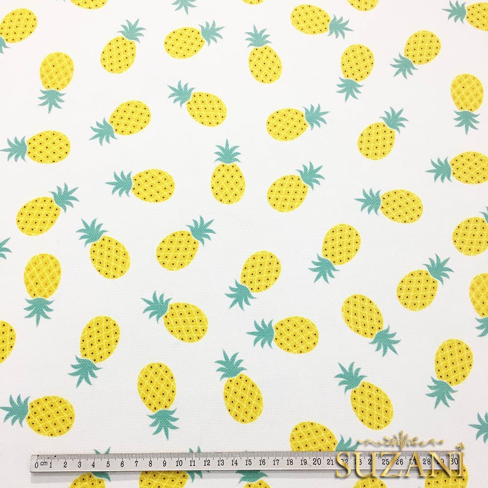 Sarı Küçük Ananas Desenli Kumaş