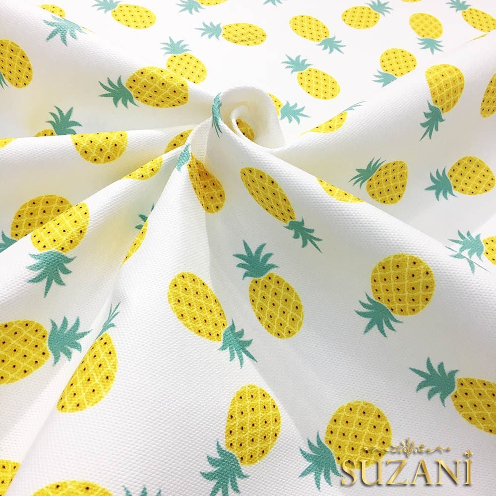 Sarı Küçük Ananas Desenli Kumaş