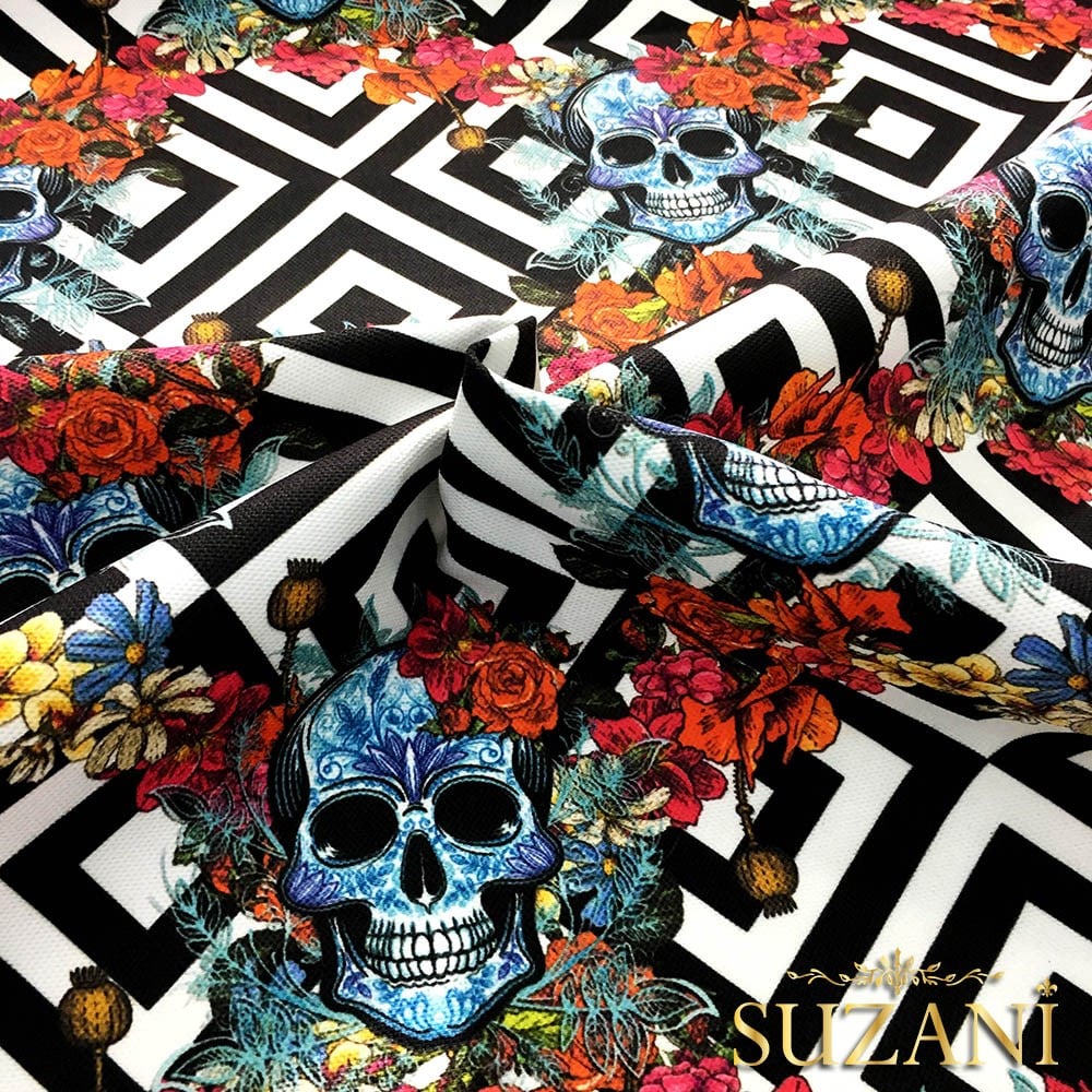 Sarmaşık Kafatası Desenli Kumaş