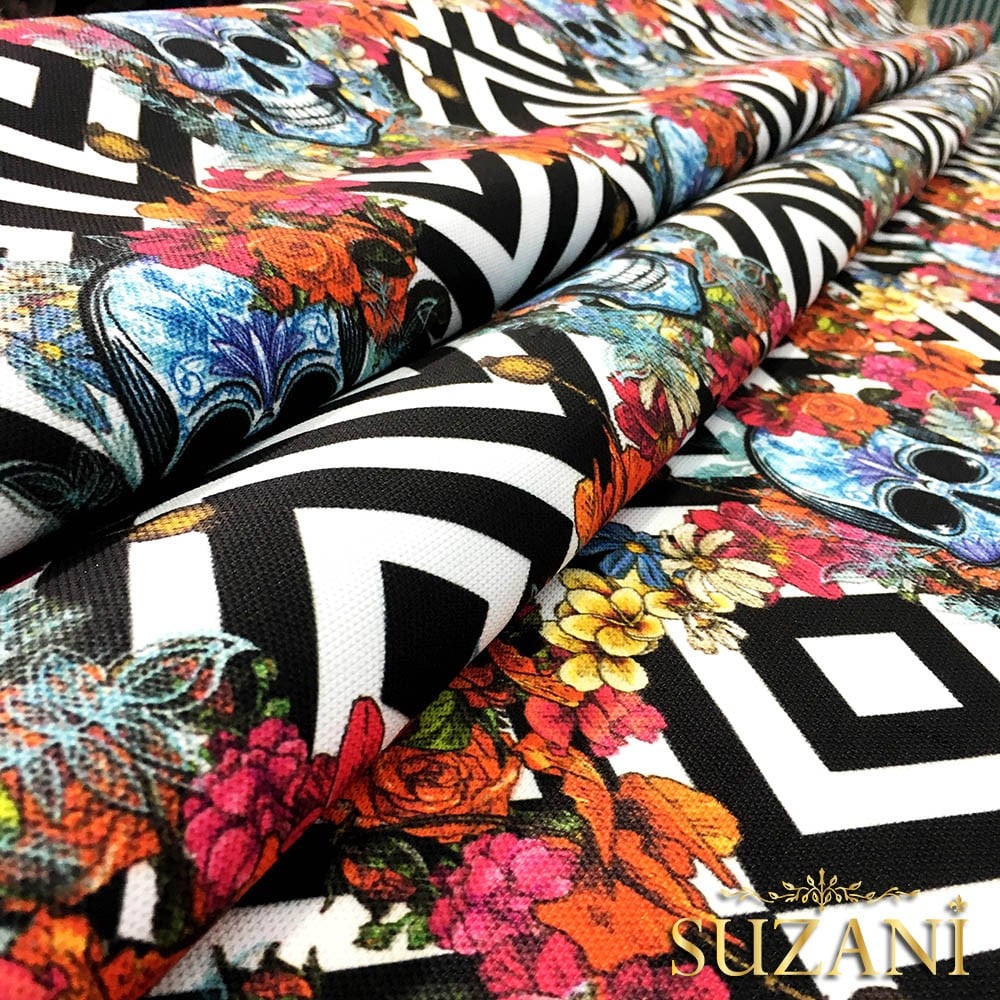 Sarmaşık Kafatası Desenli Kumaş