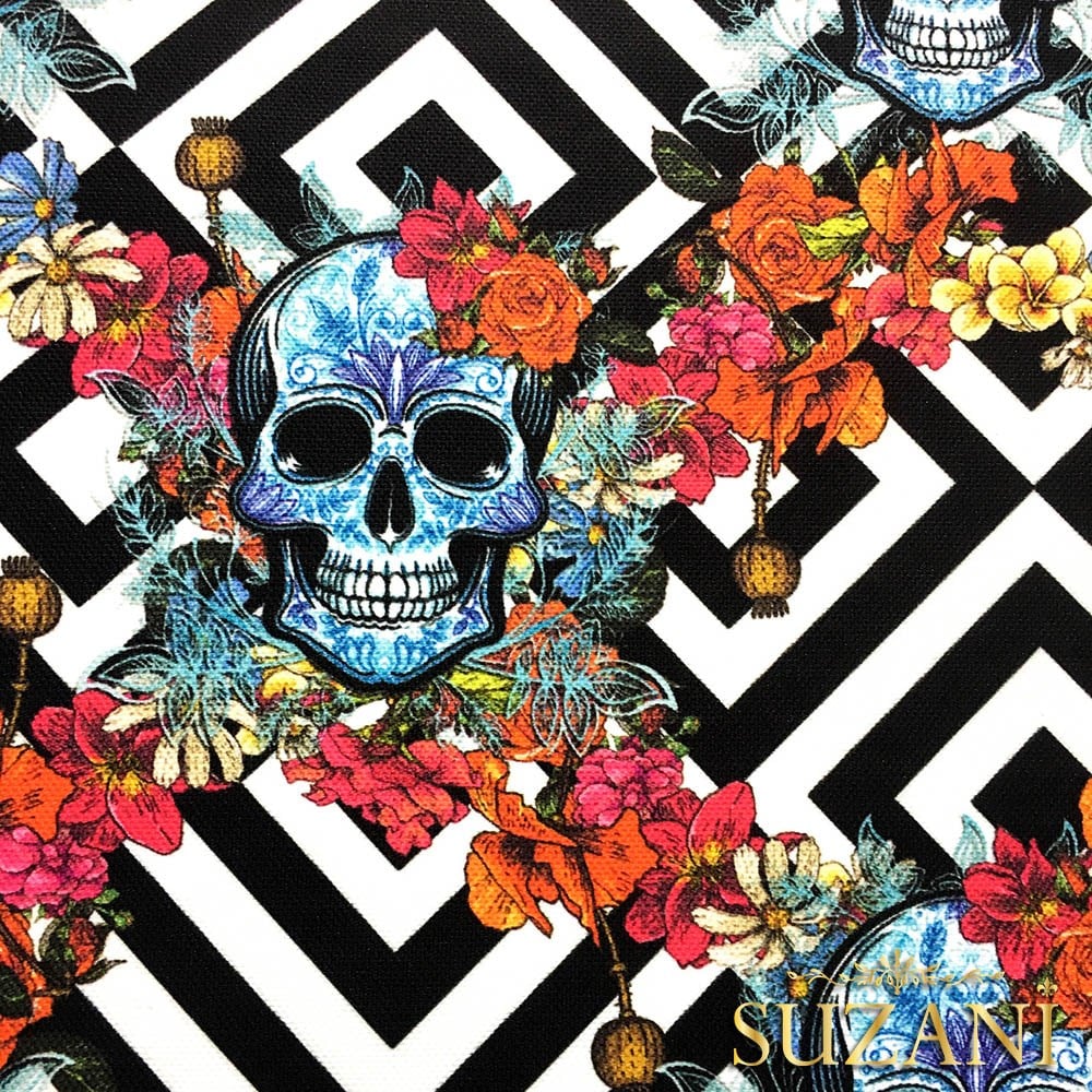 Sarmaşık Kafatası Desenli Kumaş