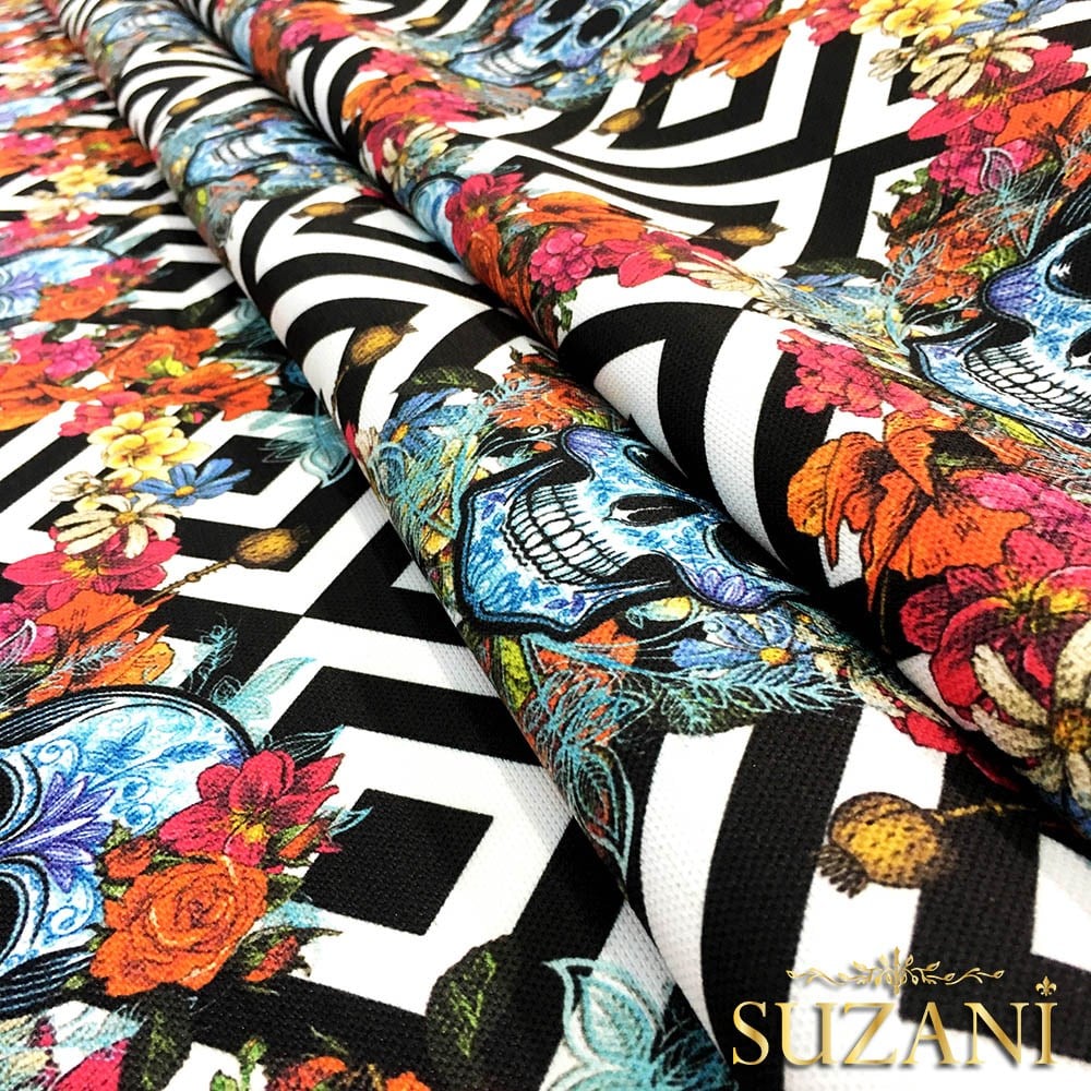 Sarmaşık Kafatası Desenli Kumaş