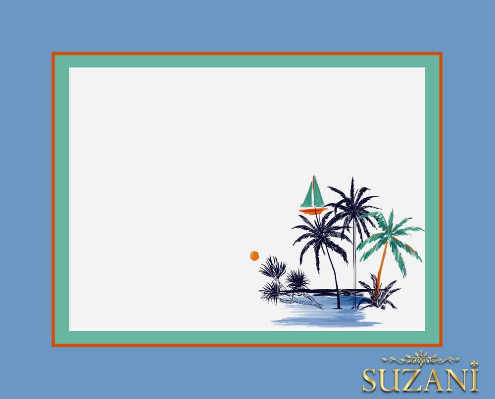 Seaside Hawaii Desenli 3'lü Amerikan Servisi Kumaşı