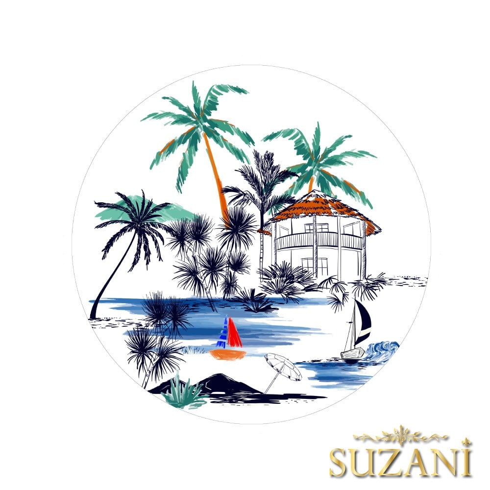 Seaside Hawaii Desenli Dikişsiz 3'lü Supla Kumaşı