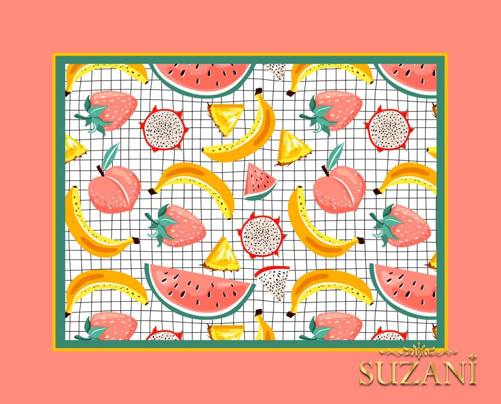 Seaside Karpuz Desenli 3'lü Amerikan Servisi Kumaşı