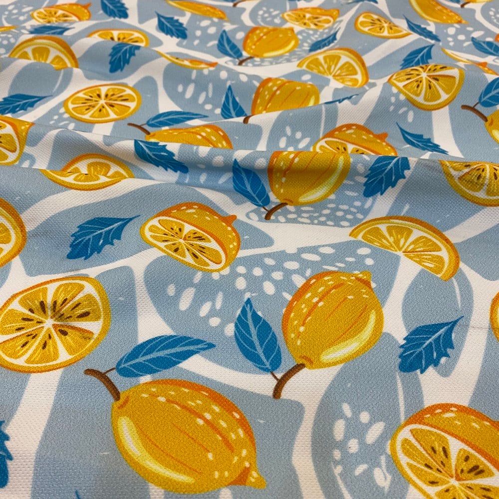 Seaside Limon Desenli Dijital Baskılı Kumaş