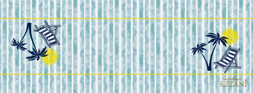 Seaside Sahil Desenli Dikişsiz Runner Kumaşı