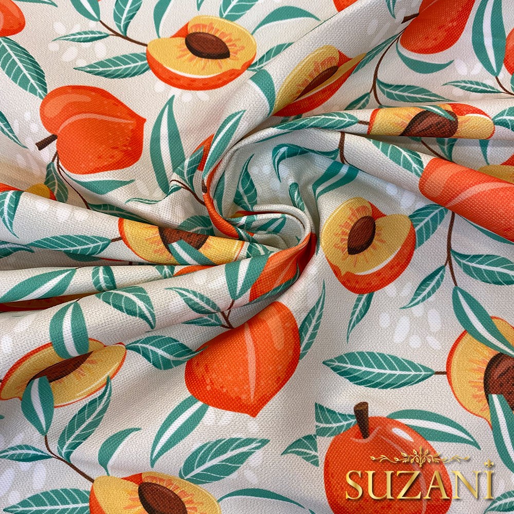 Seaside Şeftali Desenli Dijital Baskılı Kumaş