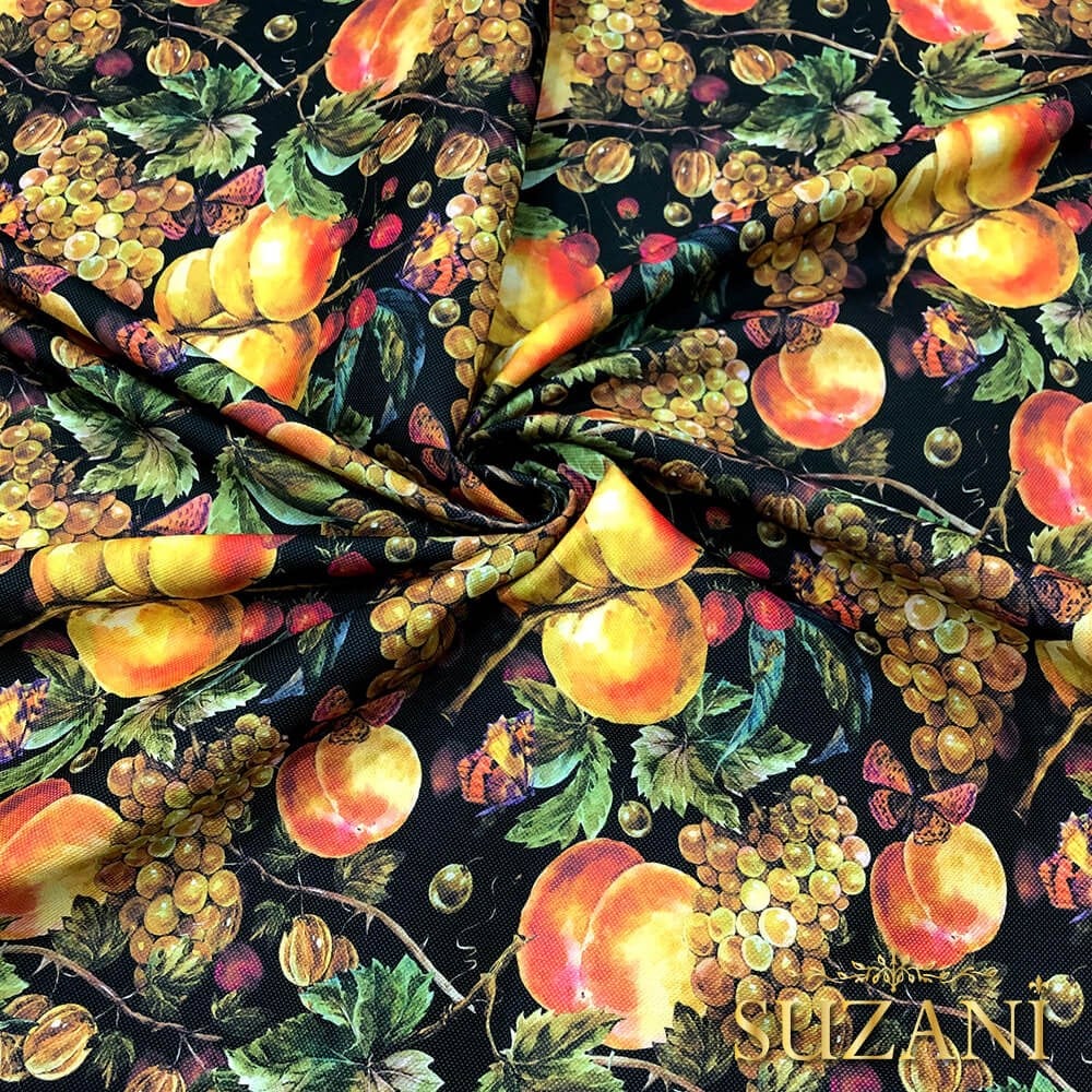 Şeftali Desenli Dijital Baskılı Kumaş