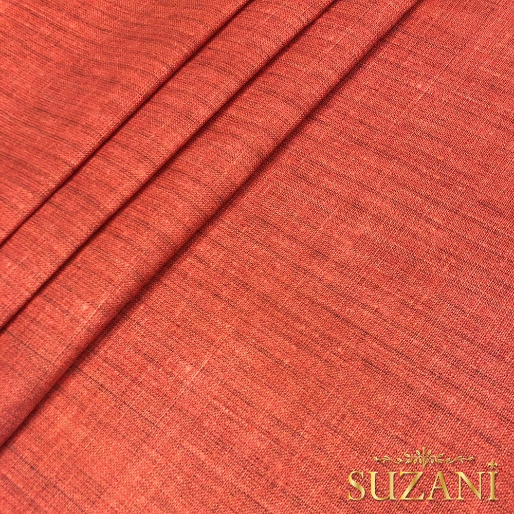 Şeftali Keten Görünümlü Dijital Baskılı Kumaş