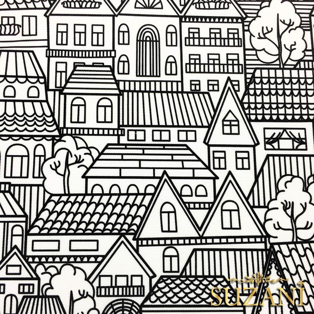 Şehir Evleri Desenli Kumaş