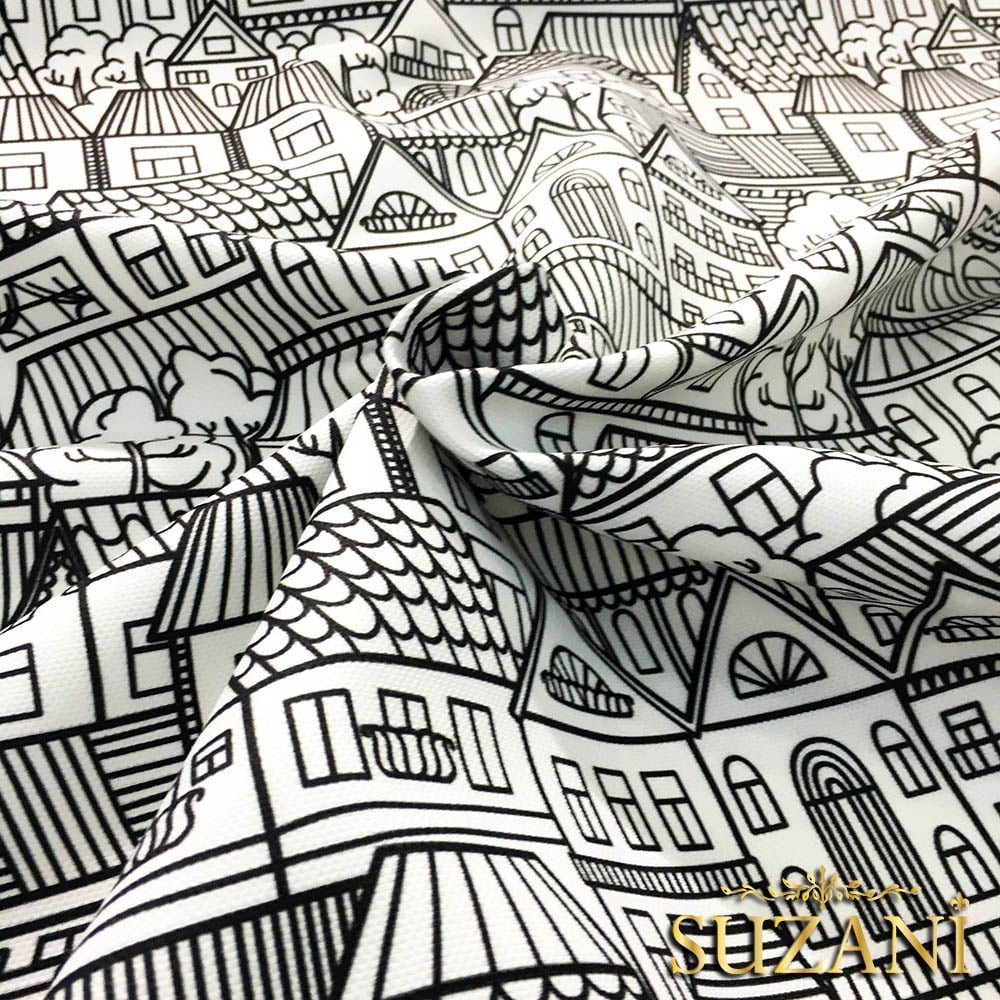 Şehir Evleri Desenli Kumaş