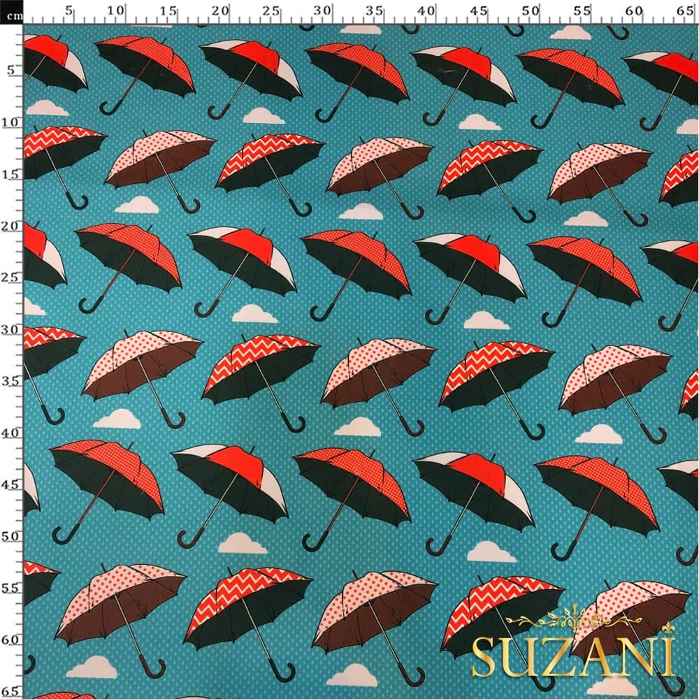 Şemsiye Desenli Dijital Baskılı Kumaş