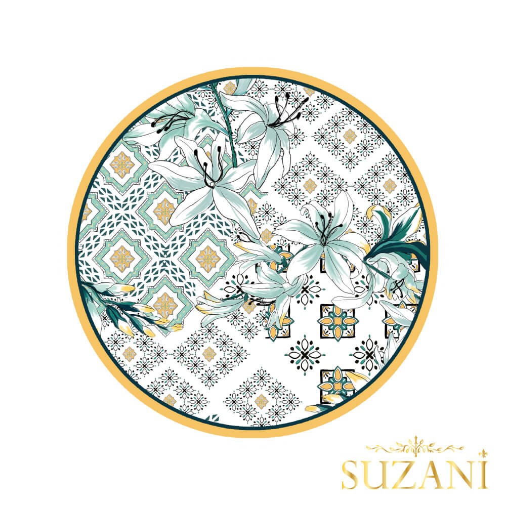 Seramik Zambak Desenli Supla Kumaşı