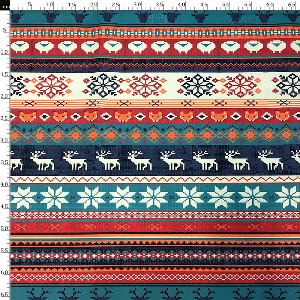 Şerit Kış Desenli Dijital Baskılı Kumaş