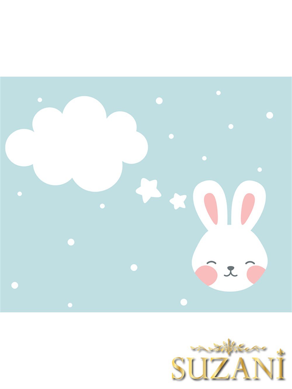 Sevimli Tavşan Desenli 3'lü Amerikan Servisi Kumaşı