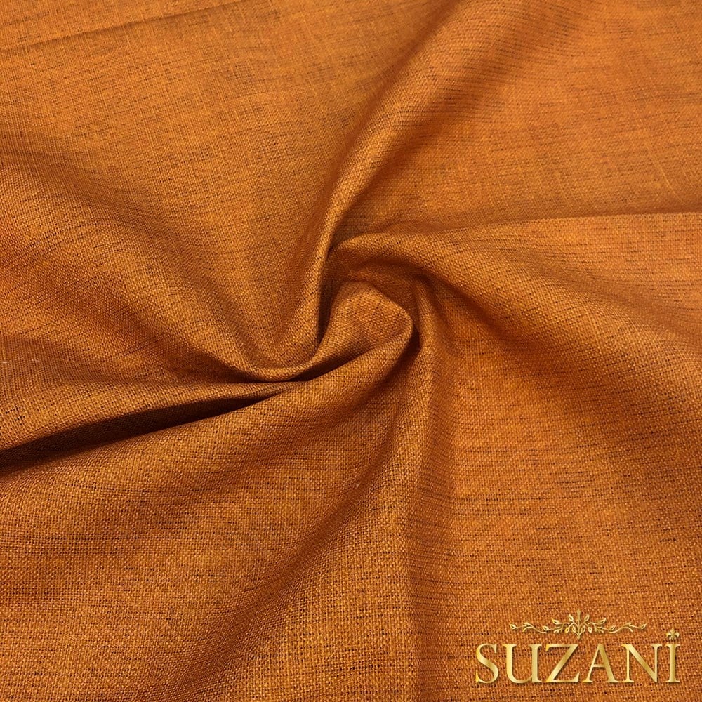 Sıcak Turuncu Keten Görünümlü Dijital Baskılı Kumaş