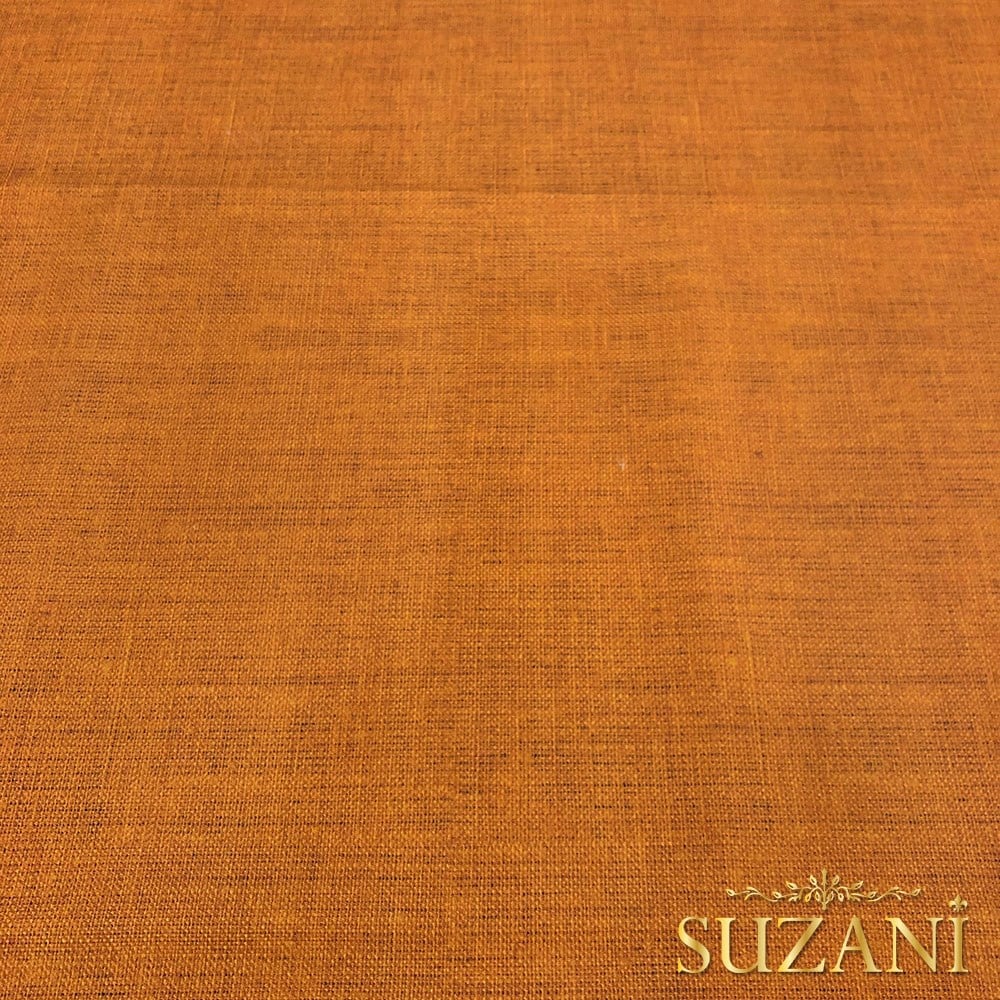 Sıcak Turuncu Keten Görünümlü Dijital Baskılı Kumaş