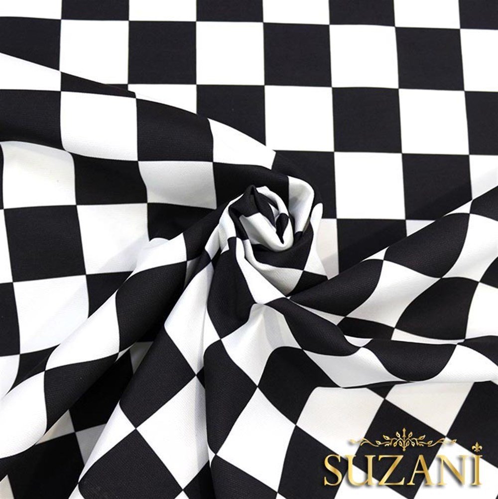 Siyah Beyaz Büyük Kareli Kumaş