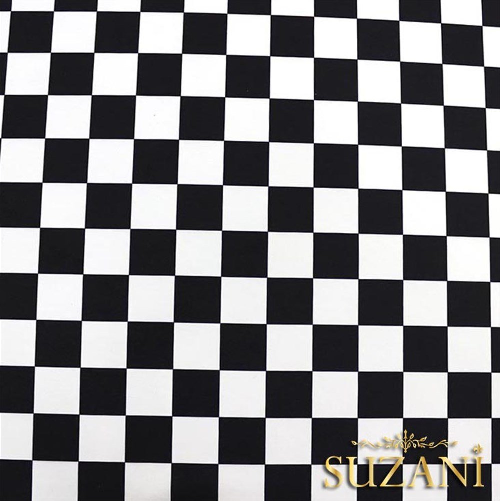 Siyah Beyaz Büyük Kareli Kumaş