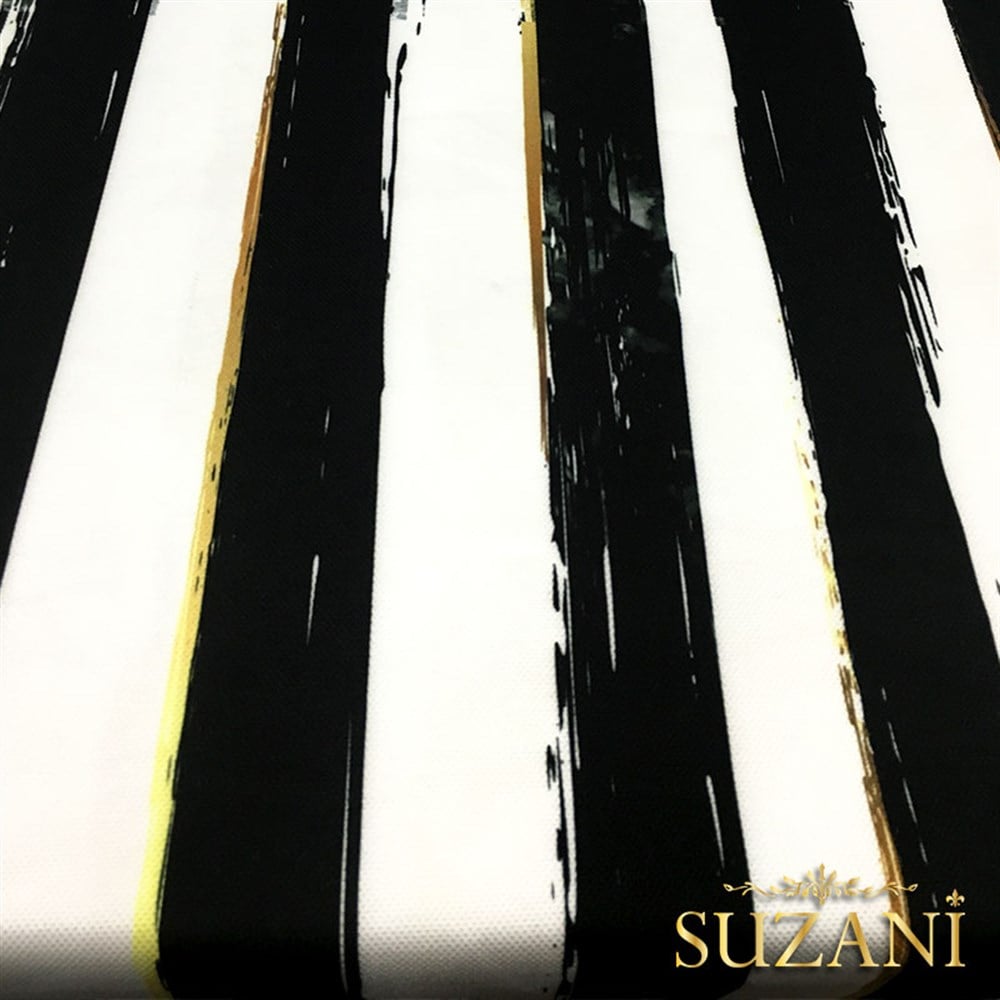 Siyah Beyaz Eskitme Çizgili Kumaş