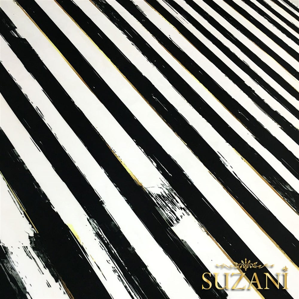 Siyah Beyaz Eskitme Çizgili Kumaş