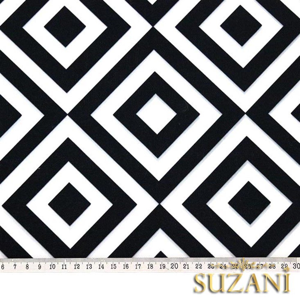 Siyah Beyaz İç içe Kareli Kumaş