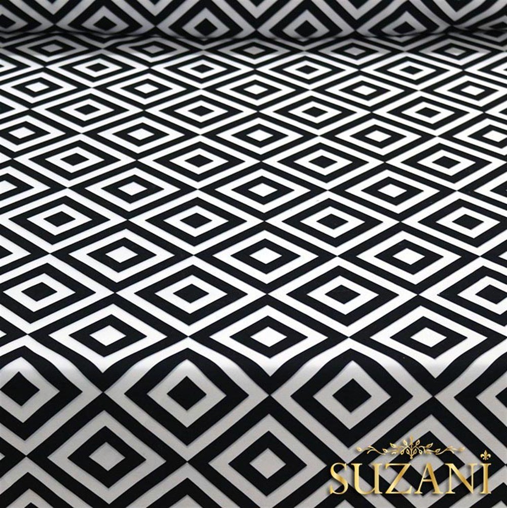 Siyah Beyaz İç içe Kareli Kumaş