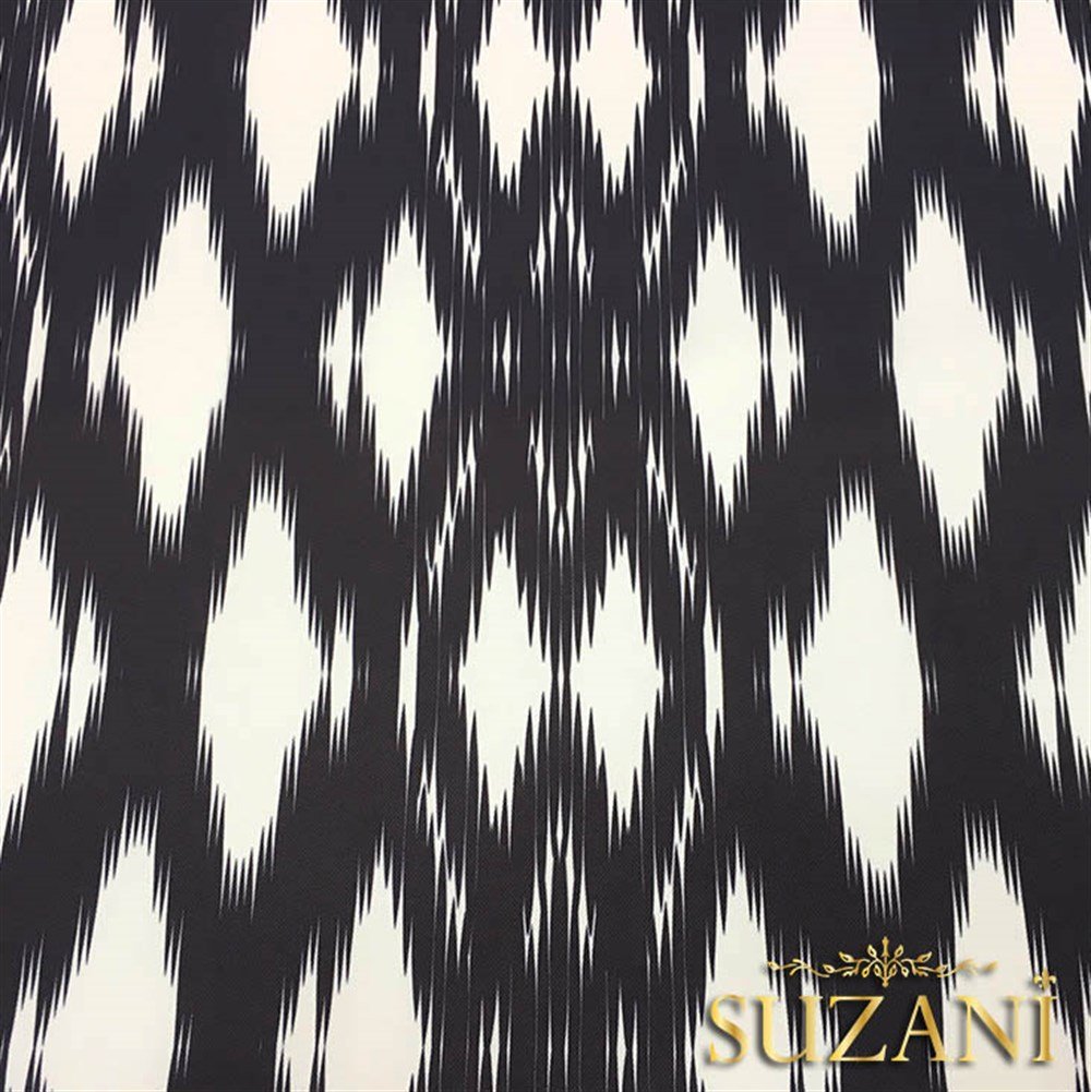 Siyah Beyaz İkat Desenli Kumaş