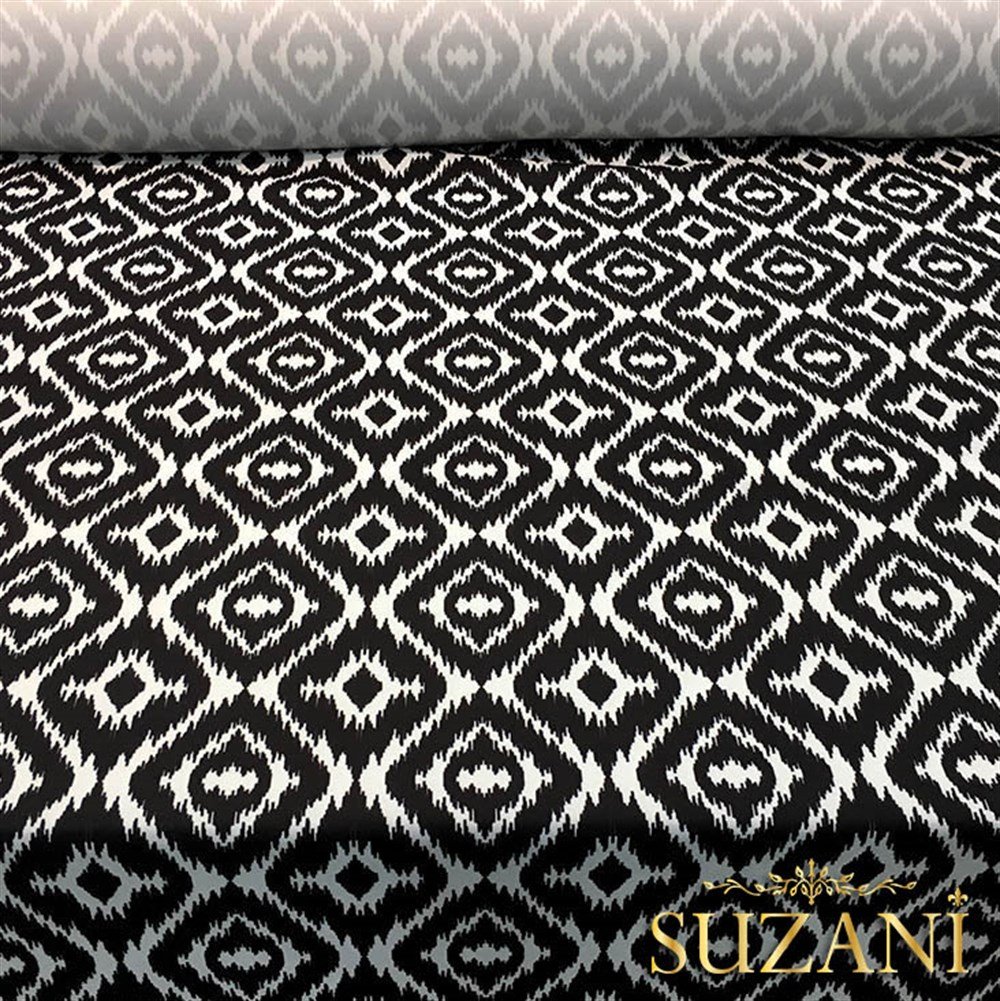 Siyah Beyaz İkat Kumaş