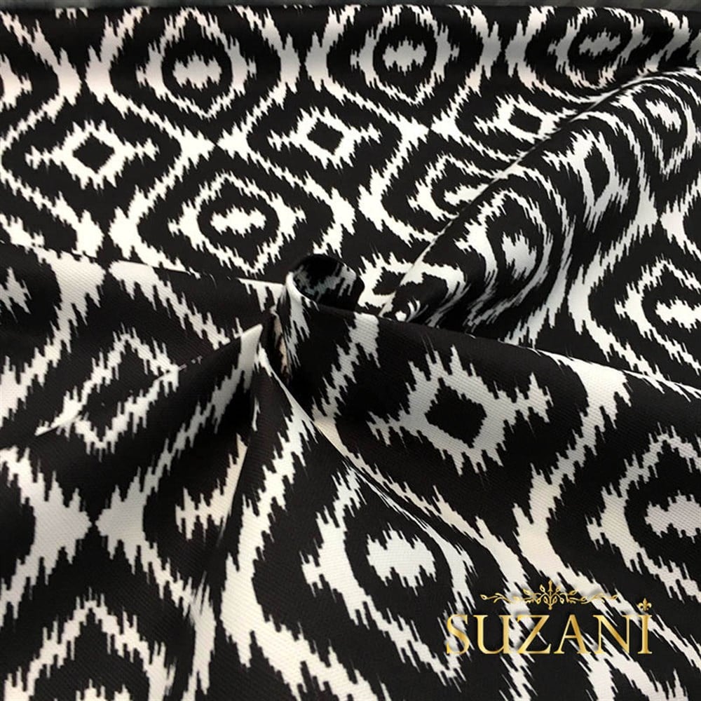 Siyah Beyaz İkat Kumaş