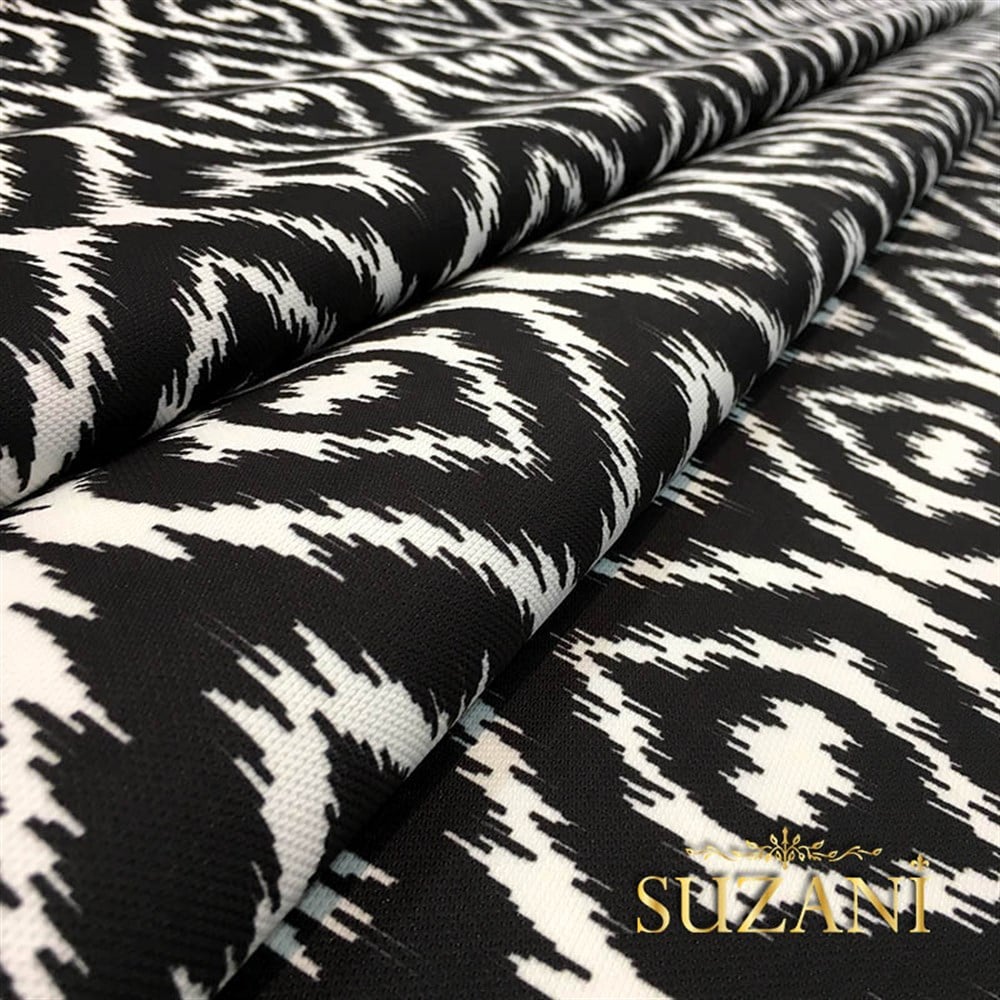 Siyah Beyaz İkat Kumaş