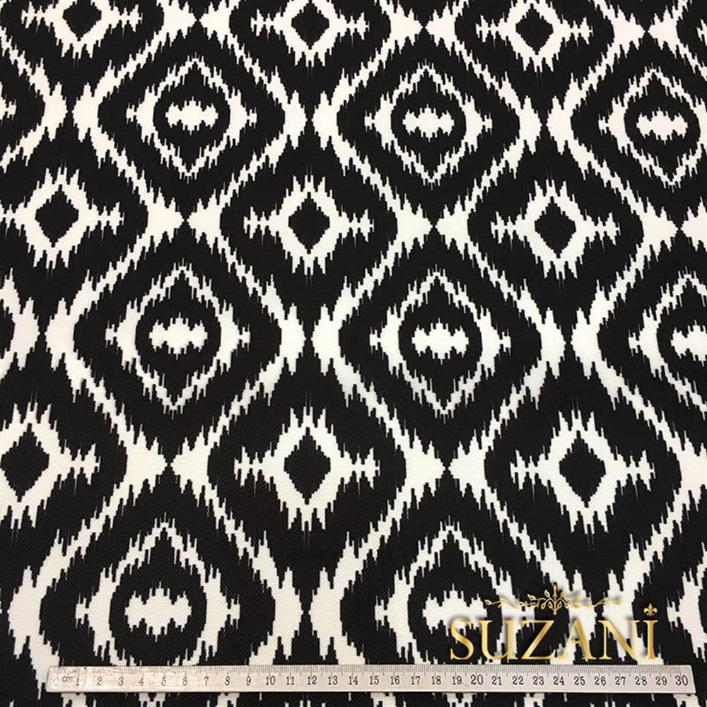 Siyah Beyaz İkat Kumaş