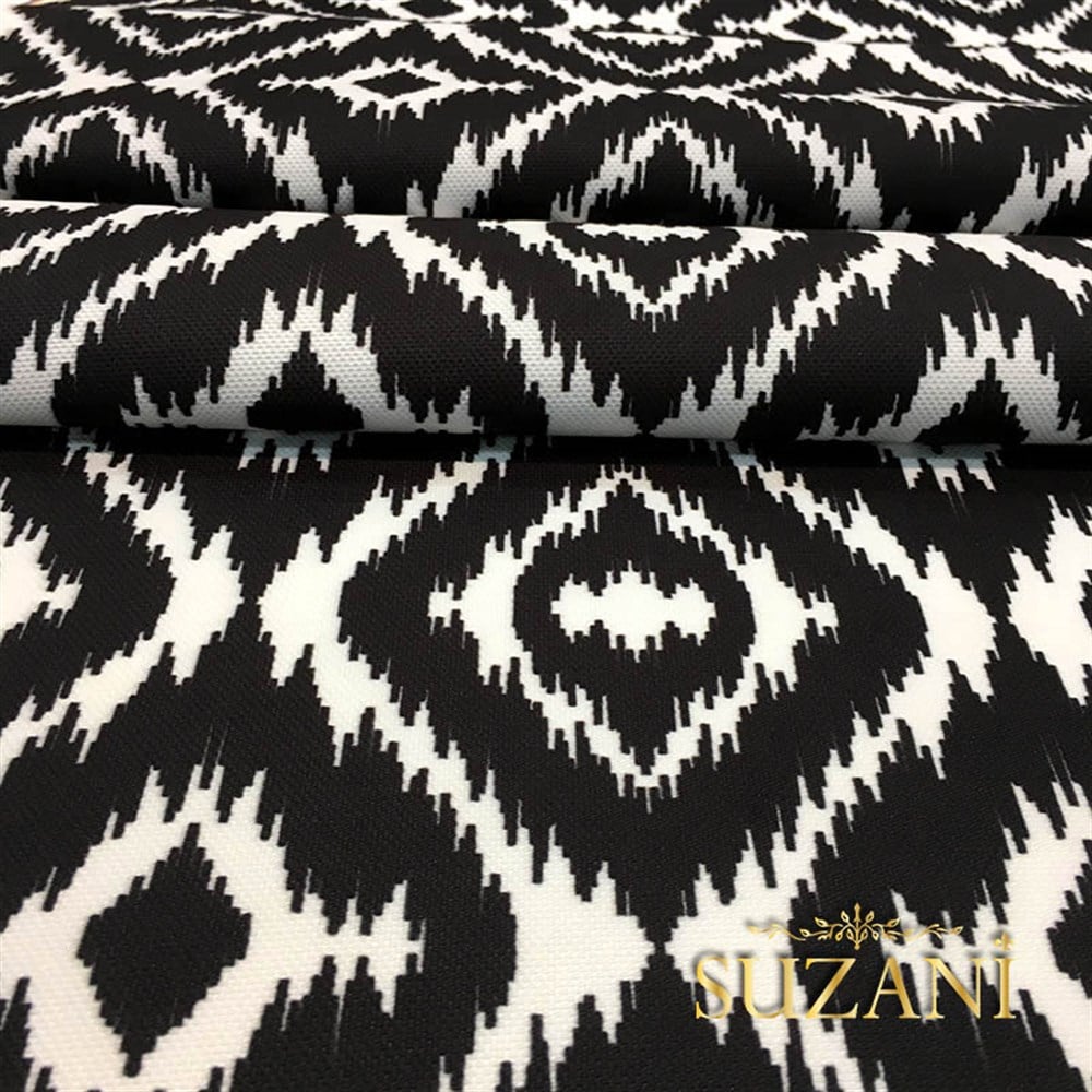 Siyah Beyaz İkat Kumaş