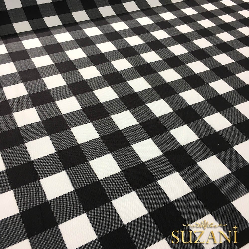 Siyah Beyaz Klasik Ekose Desenli Kumaş