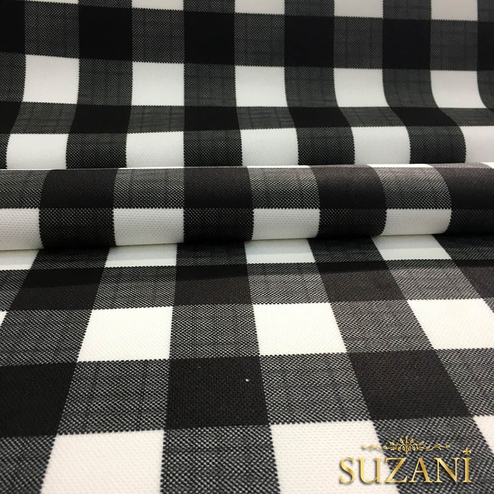 Siyah Beyaz Klasik Ekose Desenli Kumaş