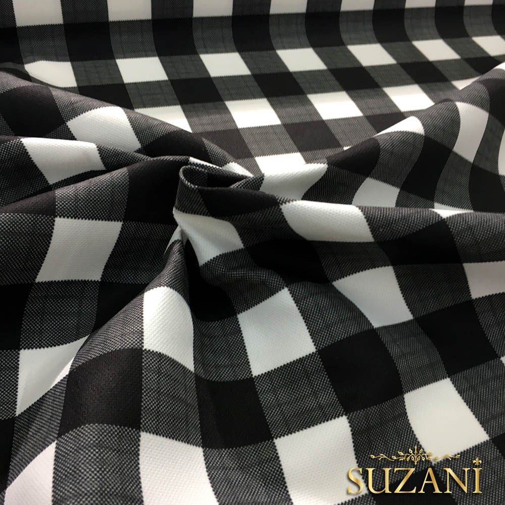 Siyah Beyaz Klasik Ekose Desenli Kumaş