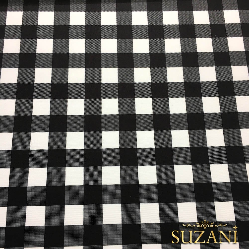 Siyah Beyaz Klasik Ekose Desenli Kumaş