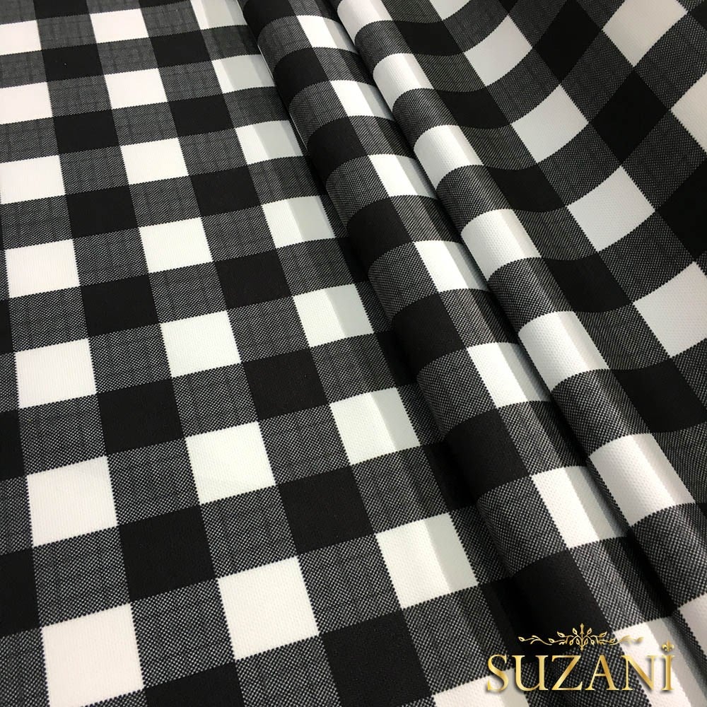 Siyah Beyaz Klasik Ekose Desenli Kumaş