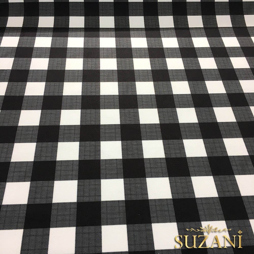 Siyah Beyaz Klasik Ekose Desenli Kumaş