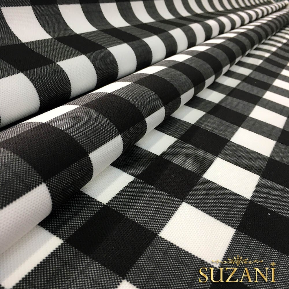 Siyah Beyaz Klasik Ekose Desenli Kumaş