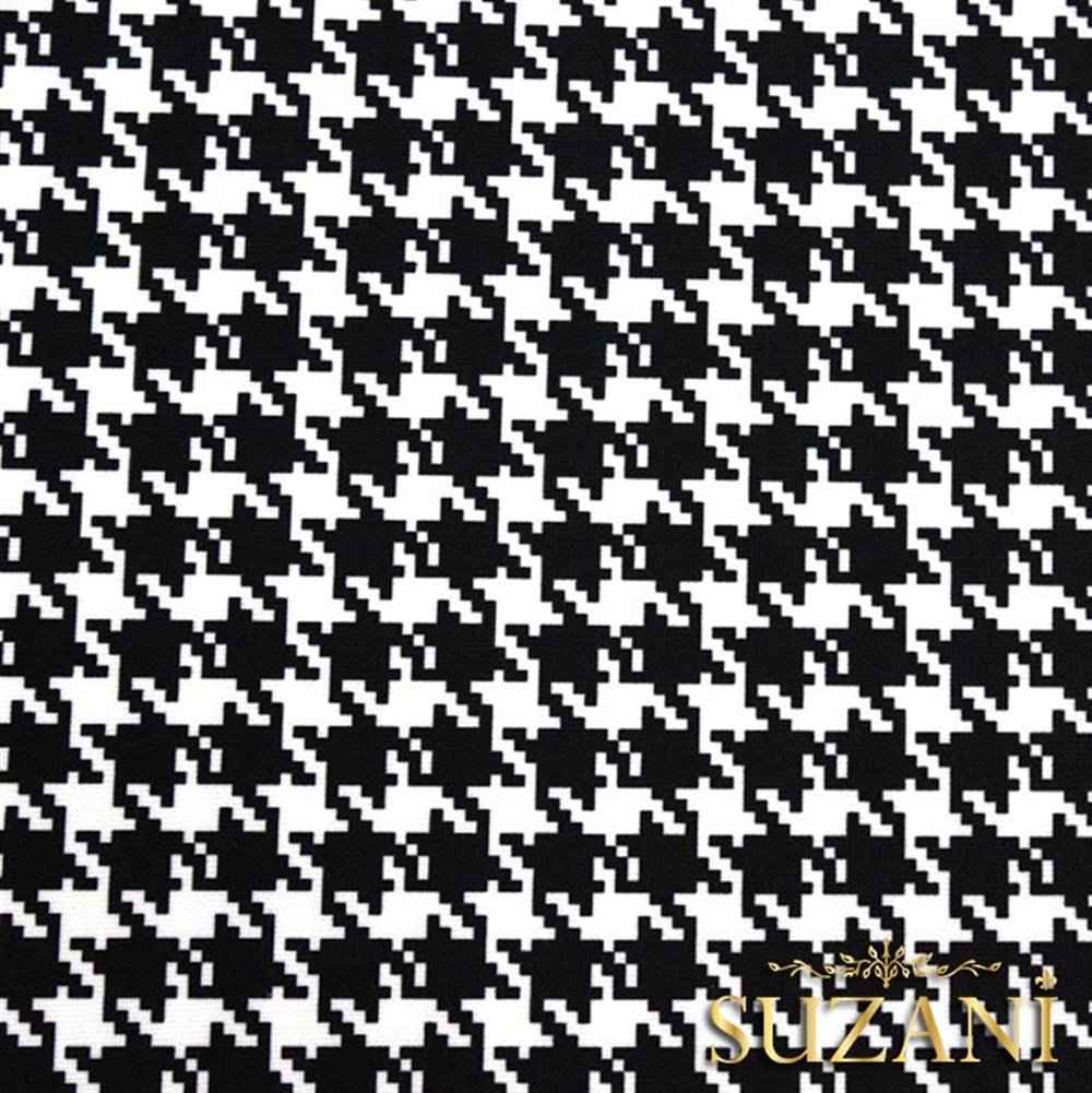 Siyah Beyaz Küçük Kazayağı Desenli Kumaş