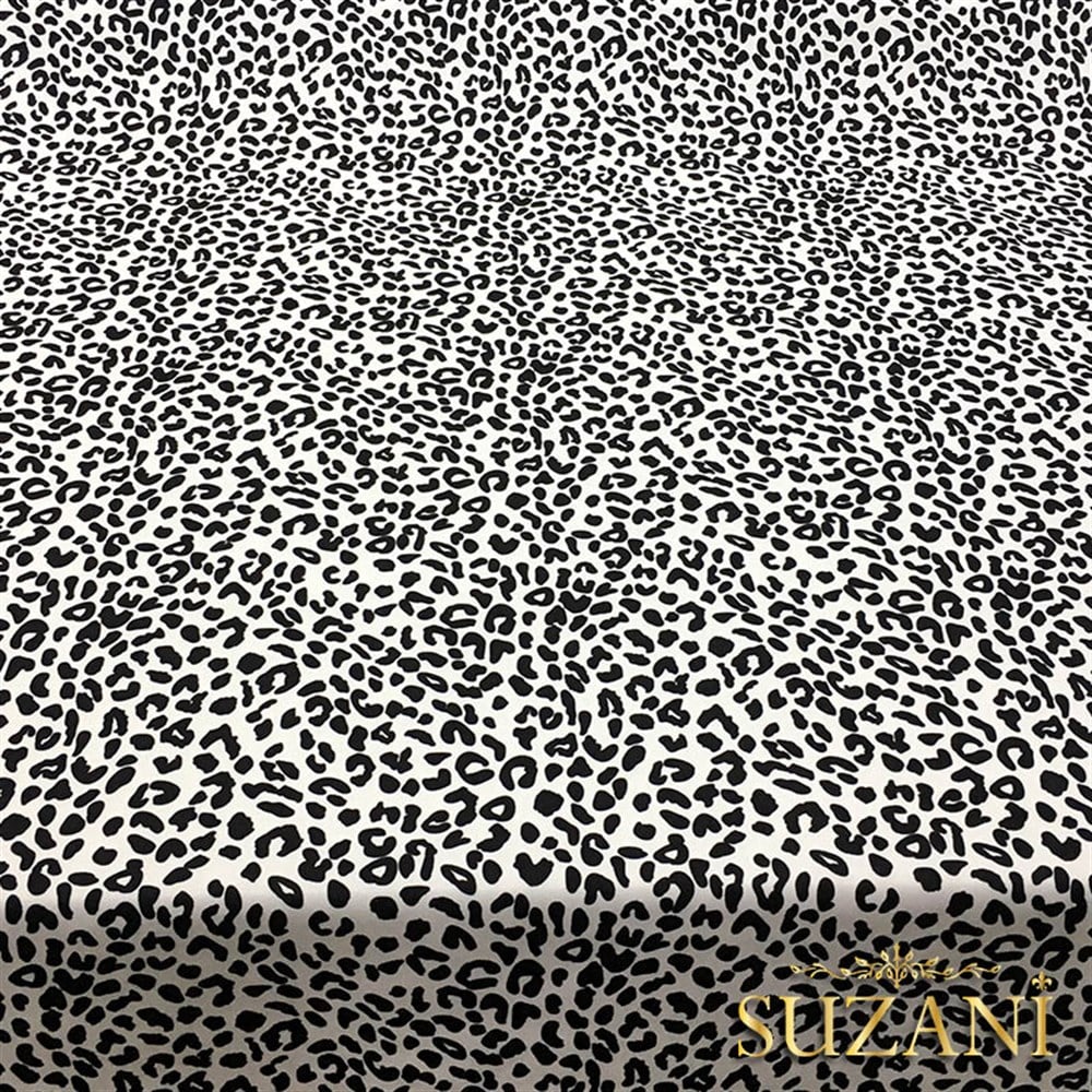 Siyah Beyaz Leopar Desenli Döşemelik Kumaş