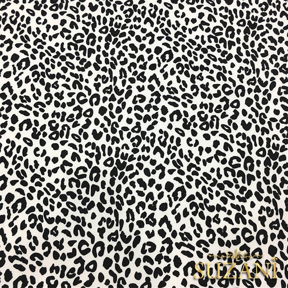 Siyah Beyaz Leopar Desenli Döşemelik Kumaş