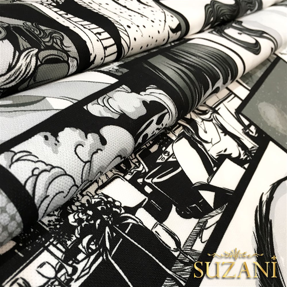 Siyah Beyaz Pop Art Kumaş