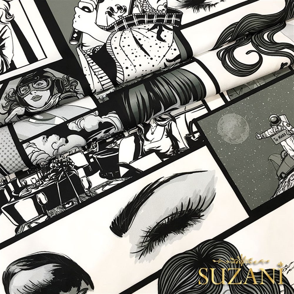 Siyah Beyaz Pop Art Kumaş