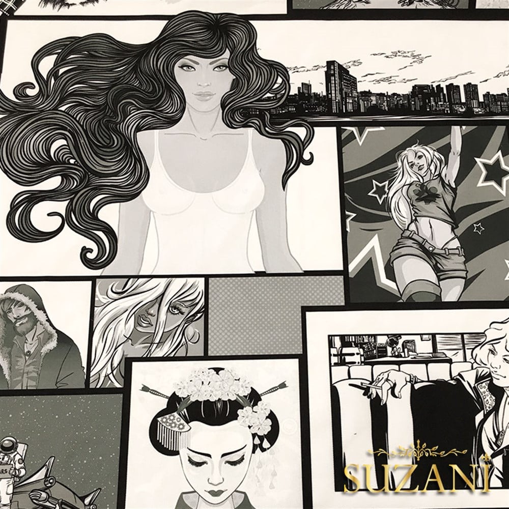 Siyah Beyaz Pop Art Kumaş