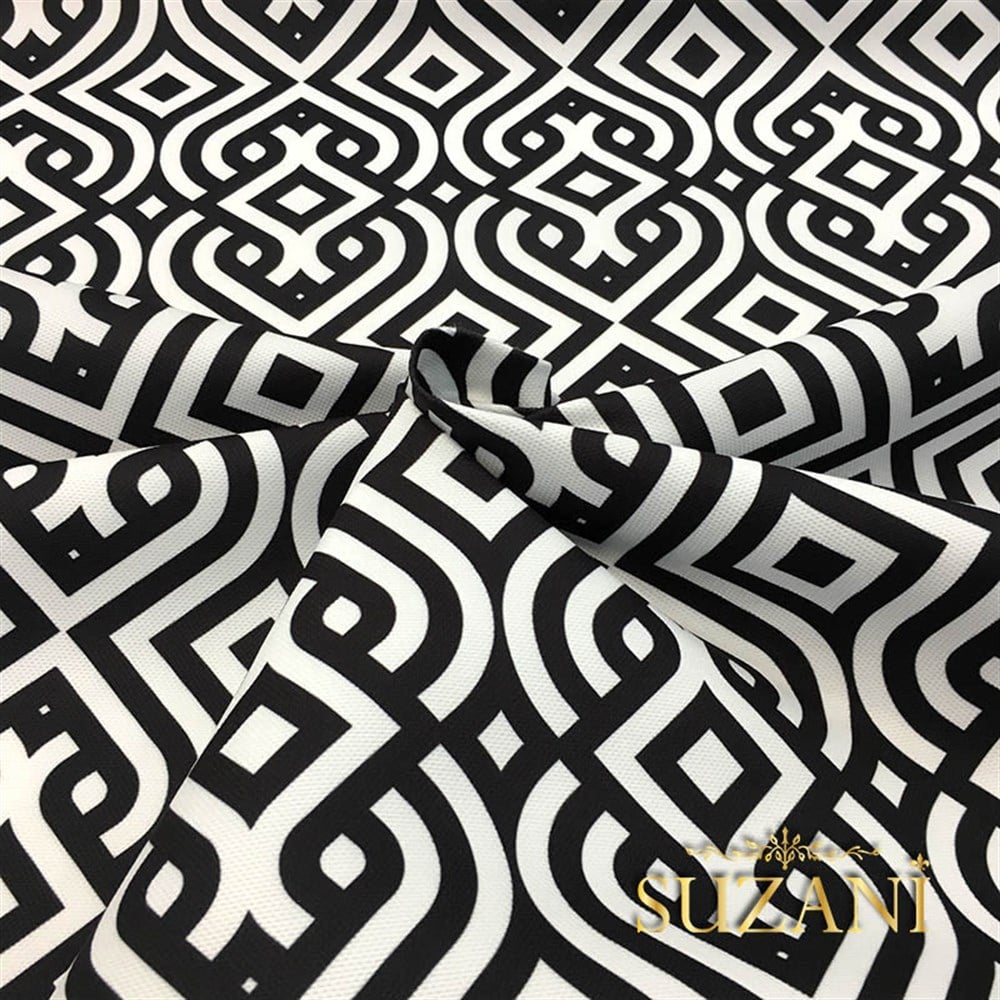 Siyah Beyaz Saray Geometrik Kumaş